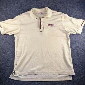 Florida State Seminoles Shirt Mens Medium Cream Polo NCAA Football Nike